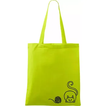 Kočka klubíčko - Taška bavlněná - 42 x 38 cm ( Limetková )