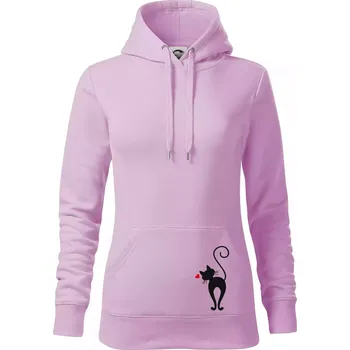 Dámská mikina Zamilovaná kočka zezadu - Mikina dámská Cape s kapucí - XL ( Orchid )
