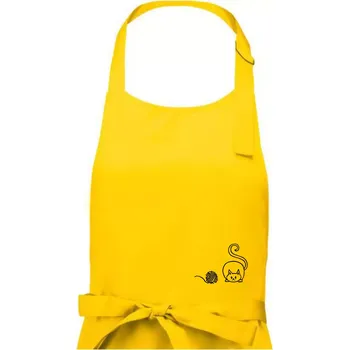 Kuchyňská zástěra Kočka klubíčko - Pánská zástěra na vaření - Univerzální velikost ( Žlutá )