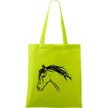 Kůň - hlava celá - Taška bavlněná - 42 x 38 cm ( Limetková )