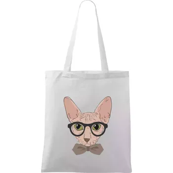 Nákupní taška Hipster sphynx - Taška bavlněná - 42 x 38 cm ( Bílá )