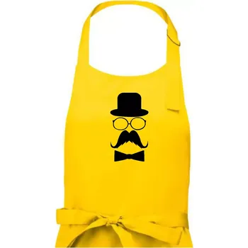 Kuchyňská zástěra Mustache pán - Pánská zástěra na vaření - Univerzální velikost ( Žlutá )