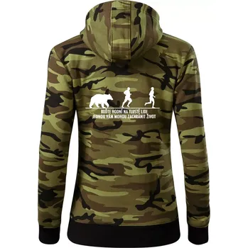 Dámská mikina Buďte hodní na tlusté lidi - Dámská mikina trendy zipper s kapucí - S ( Zelený maskáč )