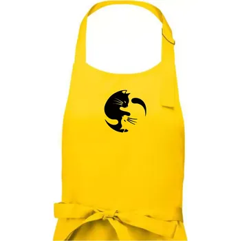 Kuchyňská zástěra Kočka - Jin jang - Pánská zástěra na vaření - Univerzální velikost ( Žlutá )