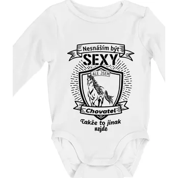 Kojenecký body Nesnáším být sexy - chovatel koní erb - Body kojenecké s dlouhým rukávem - Dlouhý r. do 3 měs ( Bílá )