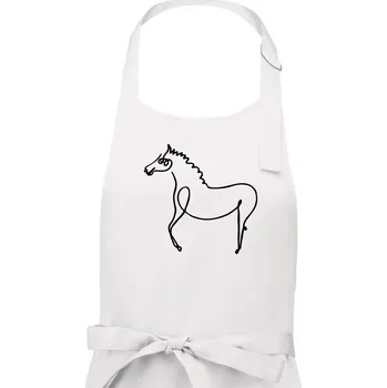 Kuchyňská zástěra Kůň kreslený - Dámská zástěra na vaření - Univerzální velikost ( Bílá )