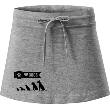 Dámská sukně I love dogs - tlapka - Sportovní sukně - two in one - M ( Tmavě šedý melír )
