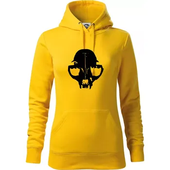 Dámská mikina Kočka - Cat skull - Mikina dámská Cape s kapucí - XL ( Žlutá )
