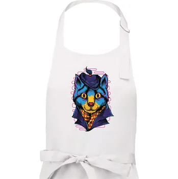 Kuchyňská zástěra Kocour sympaťák - Dámská zástěra na vaření - Univerzální velikost ( Bílá )