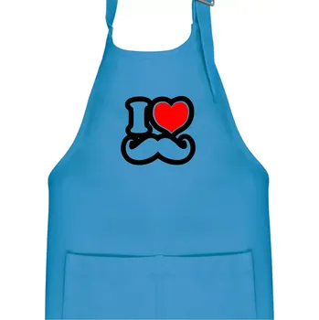 Kuchyňská zástěra i love mustache - obrys - Dětská zástěra na vaření - Univerzální velikost ( Světlý tyrkys )