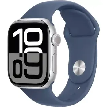 Chytré hodinky Apple Watch Series 10 GPS 42mm Stříbrné hliníkové tělo - Denimový sportovní řemínek (M/L) (MWWC3QC/A)