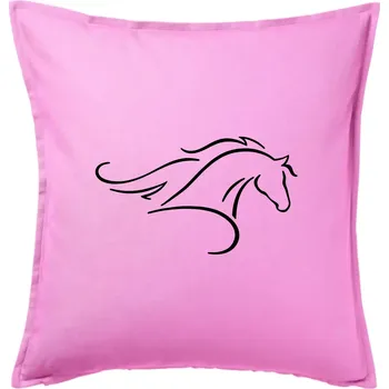 Polštář Kůň - bežící silueta hlavy - Polštář 50x50 - 50x50 - Pouze potah ( Růžová )