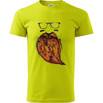 Mustache music - Klasické pánské triko vyšší gramáže - L ( Limetková )
