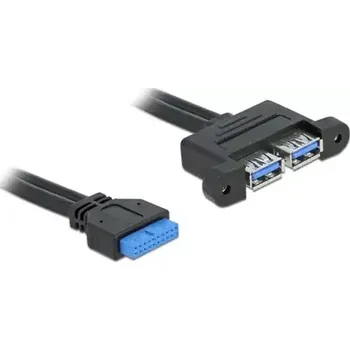 Elektrická zásuvka Delock kabel USB 3.0 kolíková zásuvka - 2 x USB 3.0-A zásuvka paralelní 0.45m černá (82941)