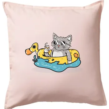 Polštář Kočka v kruhu - Polštář 50x50 - 50x50 - Pouze potah ( Světle růžová )