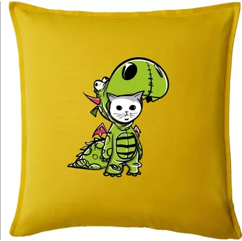 Polštář Kočkosaurus Rex - Polštář 50x50 - 50x50 - Pouze potah ( Žlutá )