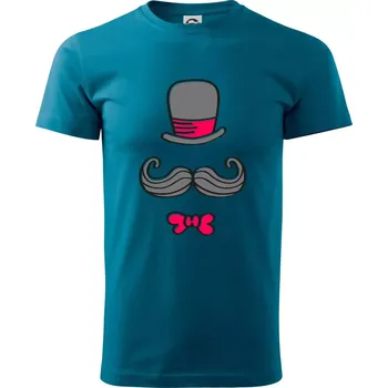 Pánské tričko Kitty Mustache - Klasické pánské triko vyšší gramáže - 4XL ( Petrolejová )
