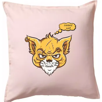 Polštář Kočka "neser mě!" - Polštář 50x50 - 50x50 - Včetně výplně ( Světle růžová )