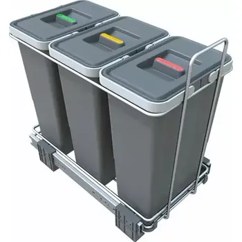 Odpadkový koš Elletipi ECOFIL 3x8 L Vestavný výsuvný odpadkový koš s rámem šedá (PF01 34A3)