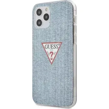 Pouzdro na mobilní telefon GUESS PC TPU Denim Triangle Zadní Kryt pro Apple iPhone 12 12 Pro světle modrá (3700740481851)