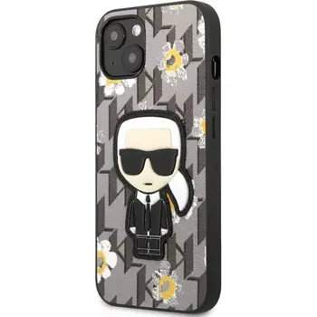 Pouzdro na mobilní telefon Karl Lagerfeld Ikonik Flower Kryt pro Apple iPhone 13 šedá (3666339049454)