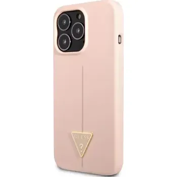 Pouzdro na mobilní telefon GUESS Silicone Line Triangle Zadní Kryt pro Apple iPhone 13 Pro Max růžová (3666339041021)