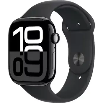 Apple Watch Series 10 GPS+Cellular 46mm Klavírně černé hliníkové tělo - Černý sportovní řemínek (M/L) (MWY43QC/A)