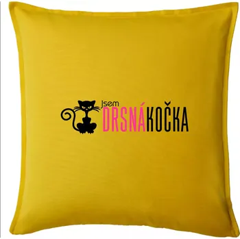 Polštář Jsem drsná kočka - Polštář 50x50 - 50x50 - Pouze potah ( Žlutá )