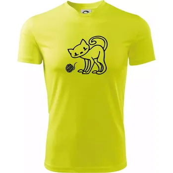 Chlapecké tričko Kočka - Klubíčko - prsa - Dětské triko sportovní (dresovina) - 122 cm/6 let ( Neonově žlutá )