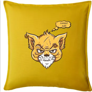 Polštář Kočka "neser mě!" - Polštář 50x50 - 50x50 - Pouze potah ( Žlutá )
