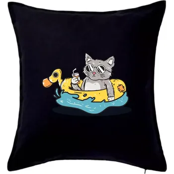 Polštář Kočka v kruhu - Polštář 50x50 - 50x50 - Pouze potah ( Černá )