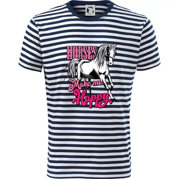 Pánské oblečení Horses Make me Happy - Triko na vodu - L ( Prouhovaná )