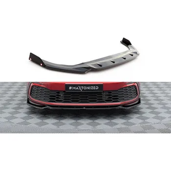 Nárazník Maxton Design spoiler pod přední nárazník s křidélky ver.2 pro Volkswagen Golf GTE Mk8, černý lesklý plast ABS