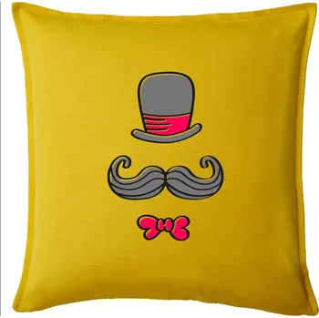 Polštář Kitty Mustache - Polštář 50x50 - 50x50 - Pouze potah ( Žlutá )