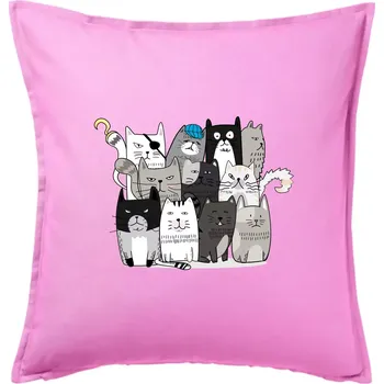 Polštář Kočky co nejsou tak úplně veselé - Polštář 50x50 - 50x50 - Pouze potah ( Růžová )
