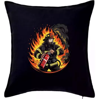 Polštář Hasič v ohni s minimaxem - Polštář 50x50 - 50x50 - Pouze potah ( Černá )