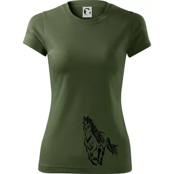 Dámské tričko Kůň běžící - Dámské Fantasy sportovní (dresovina) - M ( Khaki )