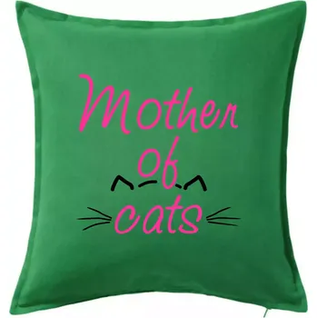 Polštář Mother of cats - Polštář 50x50 - 50x50 - Včetně výplně ( Středně zelená )