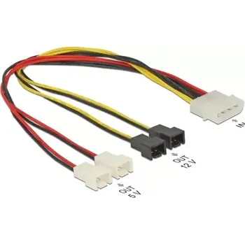 Kabel do PC DeLock Kabel Molex (M) - 4x 2pin fan (M) 0.3m (83343)