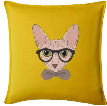 Polštář Hipster sphynx - Polštář 50x50 - 50x50 - Pouze potah ( Žlutá )