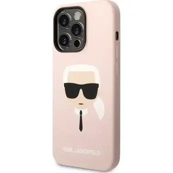 Pouzdro na mobilní telefon Karl Lagerfeld Liquid Silicone Karl Head Zadní Kryt pro Apple iPhone 14 Pro Max růžová (3666339085476)