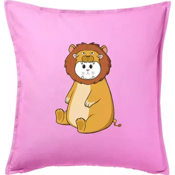 Polštář Kočka v převleku lva - Polštář 50x50 - 50x50 - Pouze potah ( Růžová )