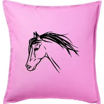 Polštář Kůň - hlava celá - Polštář 50x50 - 50x50 - Pouze potah ( Růžová )