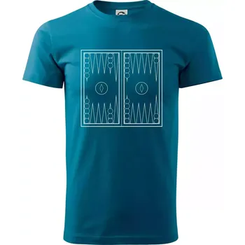 Backgammon černobílý - Klasické pánské triko vyšší gramáže - XS ( Petrolejová )