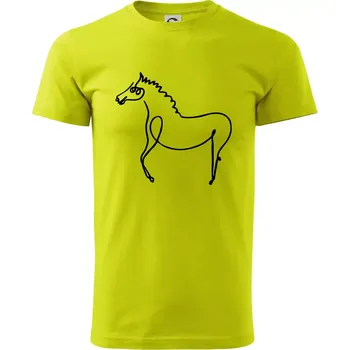 Kůň kreslený - Klasické pánské triko vyšší gramáže - XS ( Limetková )