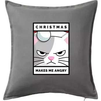 Polštář Christmas makes me angry - Polštář 50x50 - 50x50 - Pouze potah ( Tmavě šedý melír )