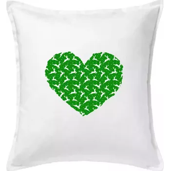 Polštář Vánoční jeleni v srdci - Polštář 50x50 - 50x50 - Včetně výplně ( Bílá )