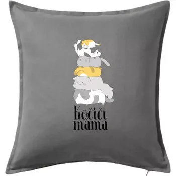 Polštář Kočičí máma - Polštář 50x50 - 50x50 - Pouze potah ( Tmavě šedý melír )
