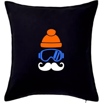 Polštář Lyžař knírač - Polštář 50x50 - 50x50 - Pouze potah ( Černá )