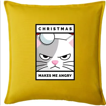 Polštář Christmas makes me angry - Polštář 50x50 - 50x50 - Pouze potah ( Žlutá )